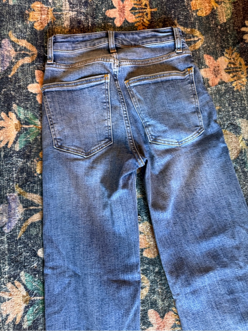 Pilcro Straight-Leg Jeans in Blue with Cuffed Hem - Picture 8 of 10